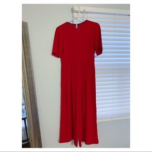 Mango Red Wide Leg Jumpsuit